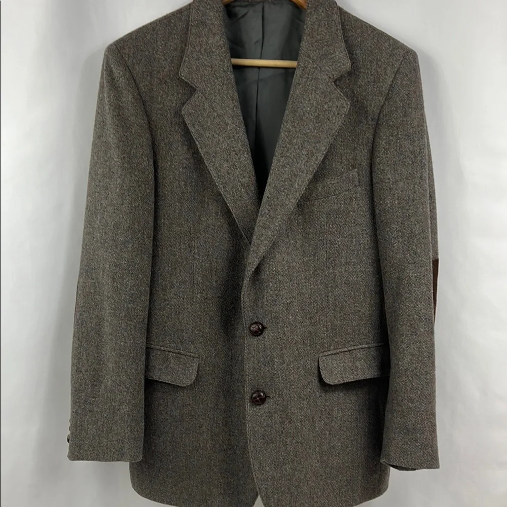 Vintage May D&F Academia Gray Wool Sport Coat Professor Elbow Patches Size M